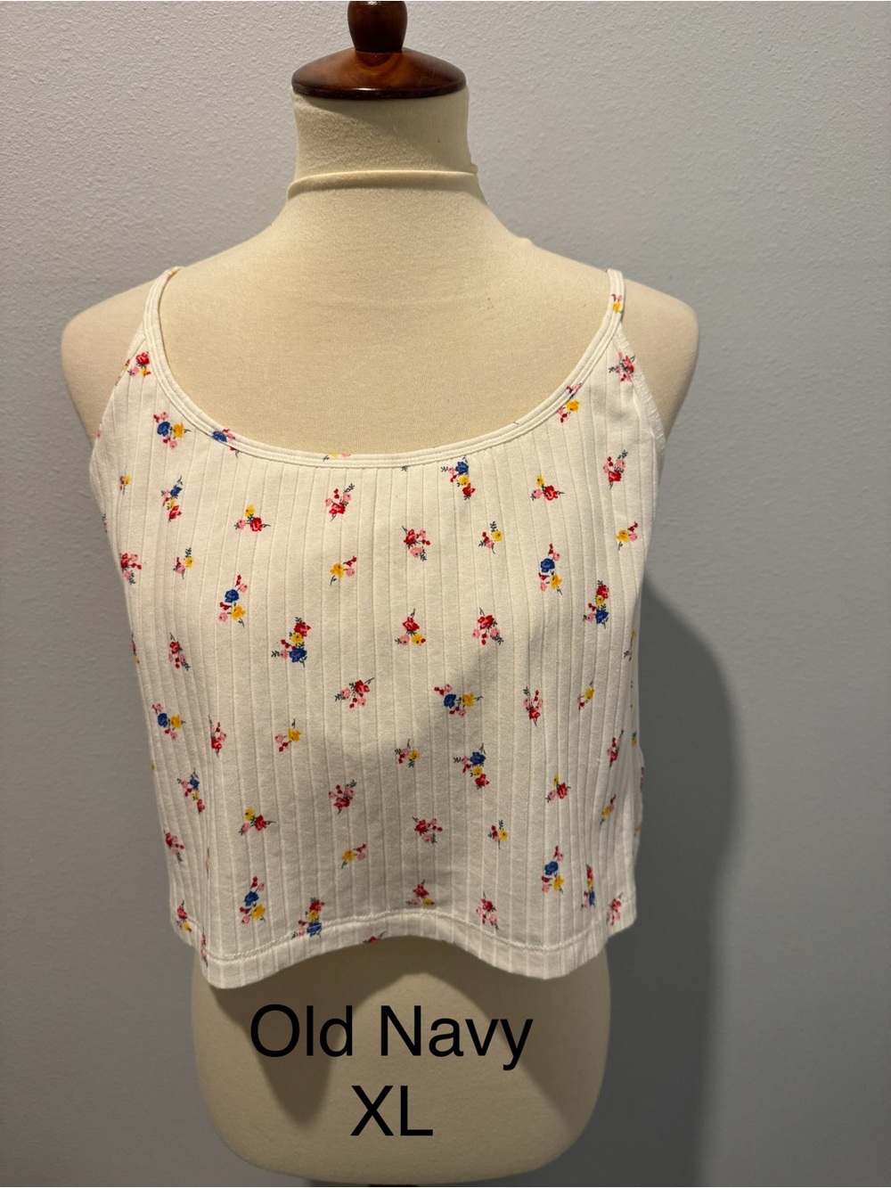 Old Navy White Floral Ribbed Camisole